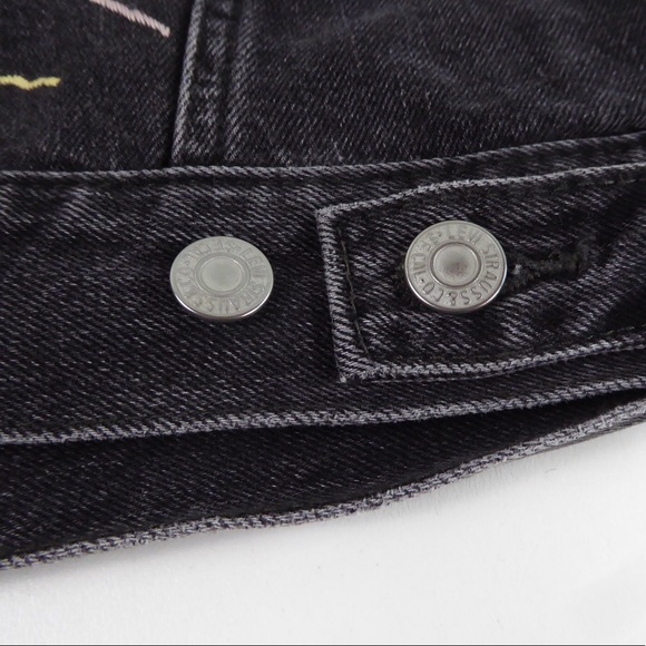 Levi’s Premium Cotton Denim Trucker Jean Jacket NWT Ex Boyfriend w Embroidery - Picture 7 of 12